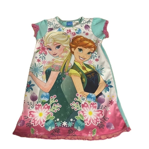Disney Frozen Sleep Dress Elsa Anna 4T Pajama Blue White - Picture 1 of 4